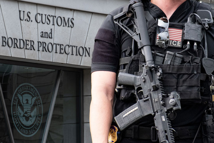 border agent standing guard at customs